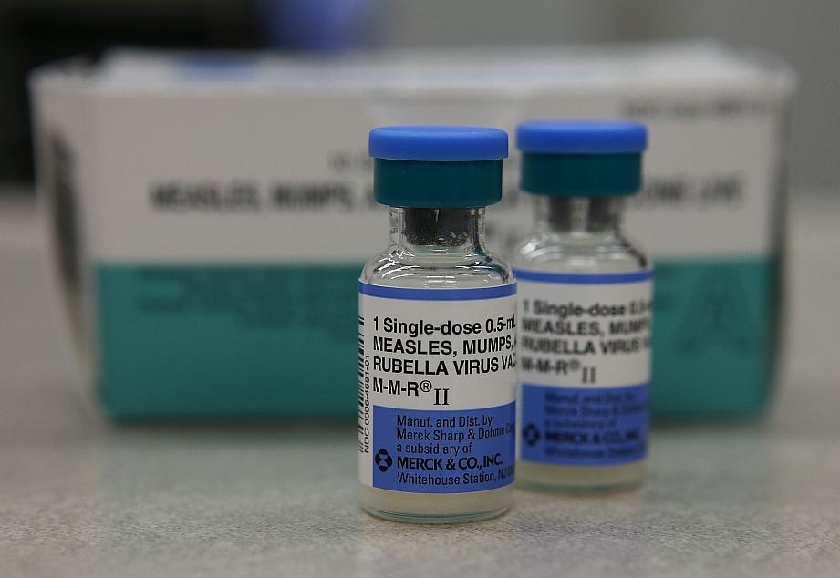 Vials of measles, mumps, and rubella vaccine are displayed on a counter at a Walgreens Pharmacy in Mill Valley, Calif., on Jan. 26. (Justin Sullivan/Getty Images)