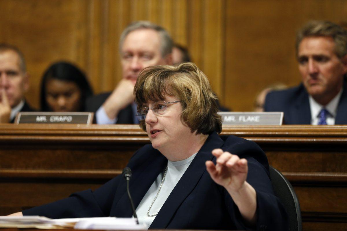 Rachel Mitchell asks questions to Dr. Christine Blasey Ford at the Senate Judiciary Committee hearing on the nomination of Brett Kavanaugh to be an associate justice of the Supreme Court of the United States, on Capitol Hill in Washington, on Sept. 27, 2018. (Michael Reynolds-Pool/Getty Images)