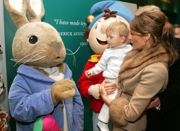 Melania with Barron as a baby (©Getty Images | <a href="https://www.gettyimages.com/detail/news-photo/barron-trump-and-melania-trump-attend-the-16th-annual-bunny-news-photo/73569919">Peter Kramer</a>)