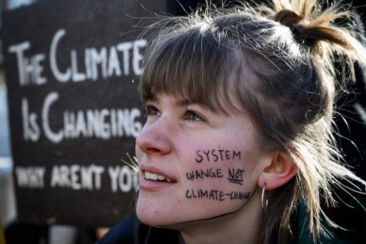 A student takes part in a "school strike for climate" held on the sidelines of the World Economic Forum (WEF) annual meeting, on January 25, 2019 in Davos, eastern Switzerland. FABRICE COFFRINI/AFP/Getty Images