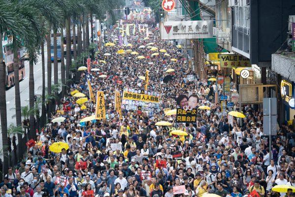 Hong Kongers protest proposed amendments to the city’s extradition laws, which would allow suspects to be sent to mainland China, on April 28, 2019. (Poon Zoi-Syu/Epoch Times)