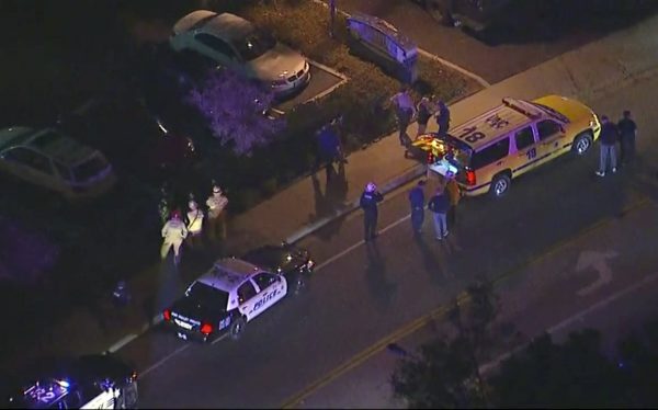 police vehicles at the scene of the Thousand Oaks mass shooting